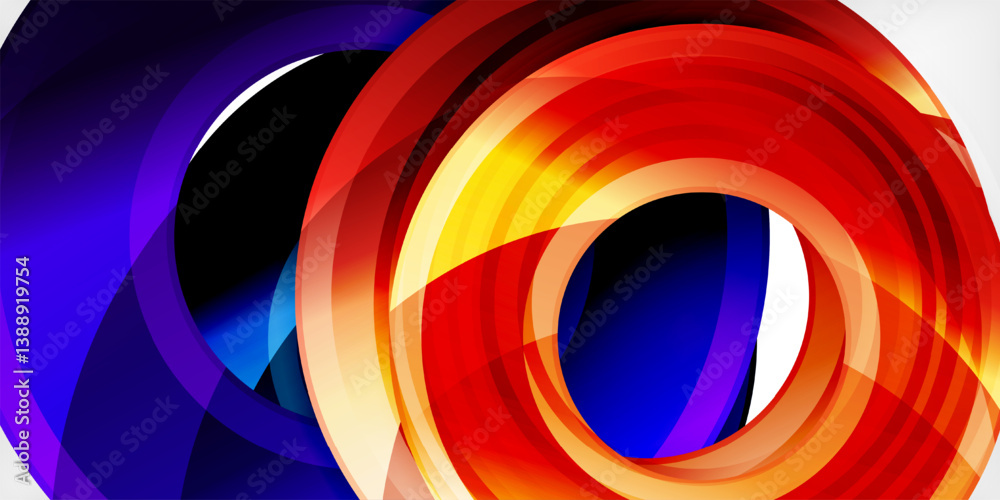 Poster bright abstract design. concentric circles, vibrant colors, dynamic composition. modern graphic elem
