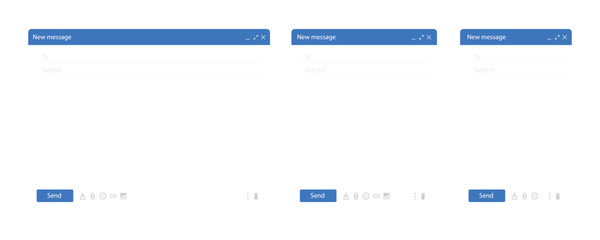 Email interface window. Email window on your computer, tablet, or smartphone. A template for sending an email. Mockup blank mail screen on transparent background