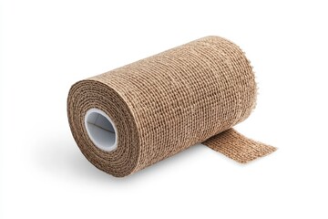Brown cohesive bandage roll with textured surface for medical use and injury support, isolated on transparent background