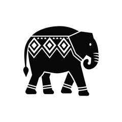 Silhouette Elephants Ethnic Border Vector