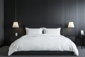 A modern bedroom decorated in a minimalist and stylish aesthetic