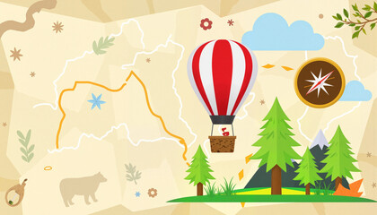 Fototapeta premium Hot air balloon adventure over scenic landscape 