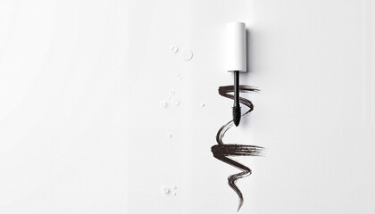 Mascara tube with black stroke on white background
