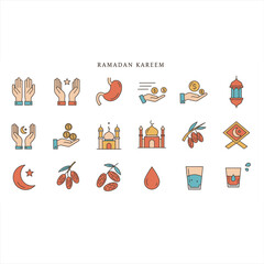 Ramadan Essentials in Flat Vector Icons