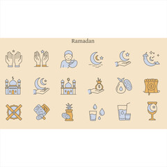 Modern Islamic Icons Prayer Mosque Crescent