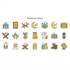 Contemporary Ramadan Icon Set in Vector
