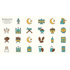 Fasting and Prayer Icons in Single Color Style