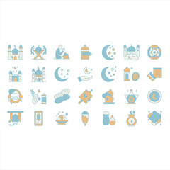 Water and Dates Icons for Iftar Vector Set