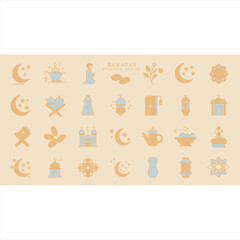 Vector Pack of Modern Ramadan Line Icons