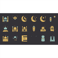 Eid and Ramadan Vector Icons with Simple Design