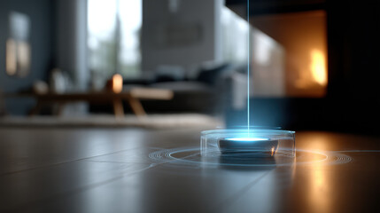 home assistant projects 3D holographic interface in cozy living room