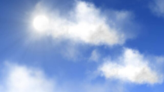 Background for realistic clouds and sun, 3d animation, weather content and lo-fi music, healing music, vj loop