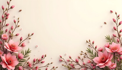 Flower frame, flower background. Mother's Day, Wedding, feminine, isolated flowers. flower decoration, deco,  Rose, Lily, Daisy, leaves, lavender, Abutilon, white background, postcard, mock up