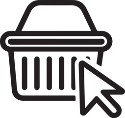Basket and Cursor Line Icon Vector Illustration