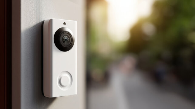 Smart doorbell with motion detection and app control on wall