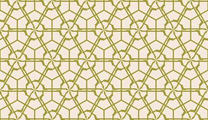 Fototapeta premium Modern pattern with curved line. Triangles, line, geometric elements. Vector illustration. Design for flyer, wallpaper, presentation, paper. Dirty olive color. Seamless