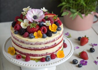 cake with berries