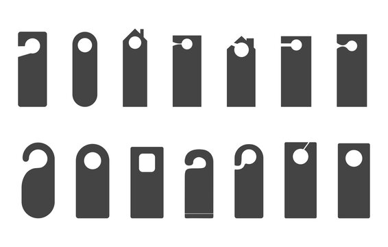 Door hanger silhouette, Door hanger svg, House door hangers silhouette, House door hangers svg, Door hanger vector set. 