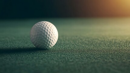 White Golf Ball Resting on Lush Green Putting Surface Under Bright Sunlight