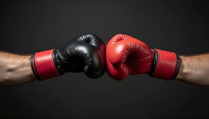 Boxing gloves faceoff, black and red