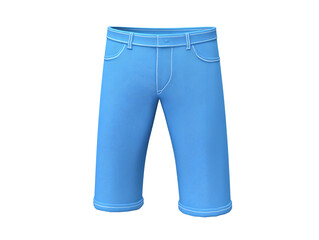 Bright Blue Denim Shorts Cleanly Rendered 3D Model. AI Generated