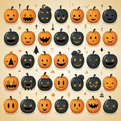 Obraz premium Trick-or-Treat Halloween Set Filled with Spooky Icons