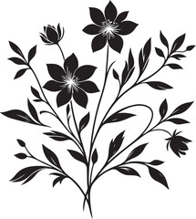 Black and white floral vector pattern with seamless leaf and swirl design