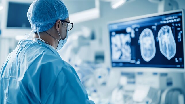 Cardiologist preparing perform a coronary angiogram with precision