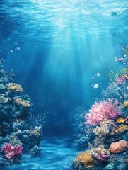 Obraz premium Underwater Scene with Coral Reef Fish and Sunlight Streaming Through