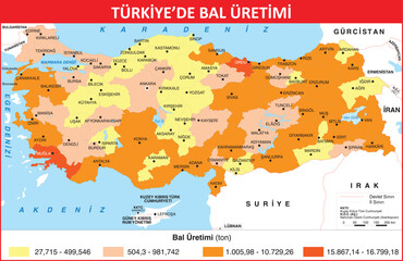 Map Showing Honey Production in Türkiye.