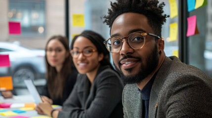 Young diverse professionals collaborating in modern office environment