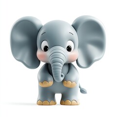 Obraz premium Cartoon Elephant: A charming cartoon elephant with a cheerful expression, rendered in soft, inviting colors, creating a sense of childlike wonder and joy.