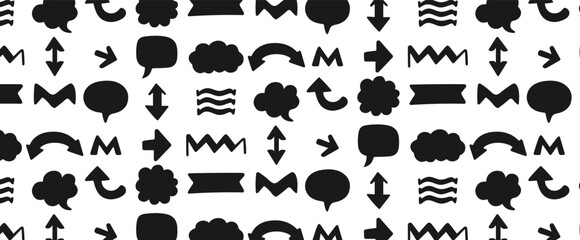 Abstract Black Silhouette Shapes Seamless Pattern