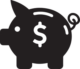 Piggy Bank Icon Vector Silhouette Design
