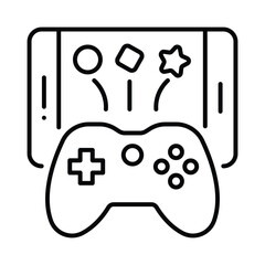 Mobile Game vector outline icon. EPS 10 file