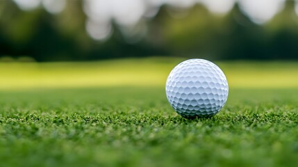 Obraz premium Golf Ball Ready for a Long Drive on a Sunny Day