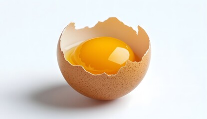 Fresh egg yolk in cracked shell