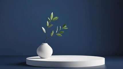 Minimalist Plant in White Vase on White Display