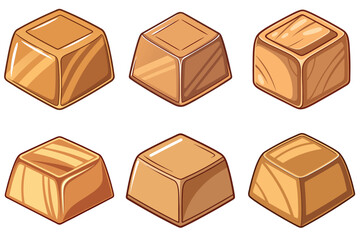 Collection of Six Brown Square Candy Cubes Illustration