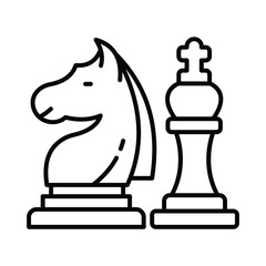 Chess pieces vector outline icon. EPS 10 file