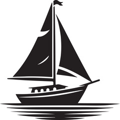 Minimalist Sail Boat Silhouette Vector Art 