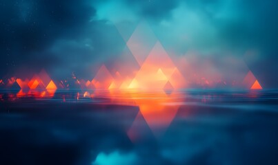 Abstract digital landscape at dawn