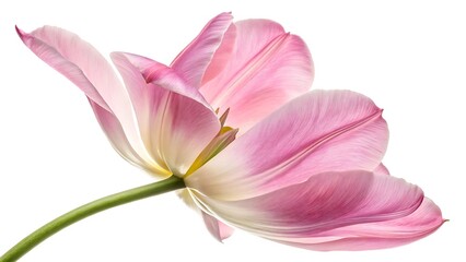 Elegant Tulip Flowers Isolated on White Background, Spring Floral Botanical Illustration