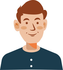 Simple Portrait Illustration of a Smiling Man with Brown Hair on a Solid Background
