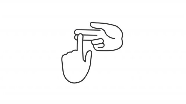 Animated counting on fingers hands line icon. Dactylonomy animation. Moving hand, shaking finger. Mathematical education, numbers. Outline element on white background. HD video with alpha channel