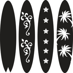Surfing board silhouette illustration vector .