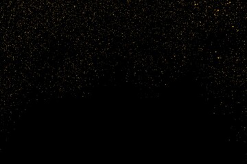黒背景に舞い落ちる金色のきらめく粒子 | Sparkling Gold Particles Falling on Black Background