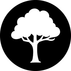 Stylized Tree Silhouette Emblem in Bold Contrast