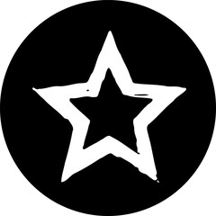 Rough Edged Star Icon in a Circular Monochrome