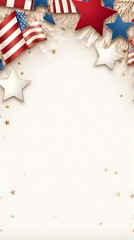 Fototapeta premium Patriotic Stars and Stripes Banner Border for 4th of July Celebration